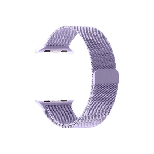 بند اپل واچ استیل ضد حساسیت رنگ یاسی طرح میلانس لوپ مگنتی استیل حصیری