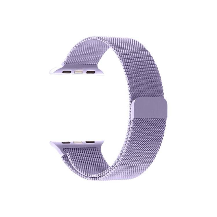 بند اپل واچ استیل ضد حساسیت رنگ یاسی طرح میلانس لوپ مگنتی استیل حصیری