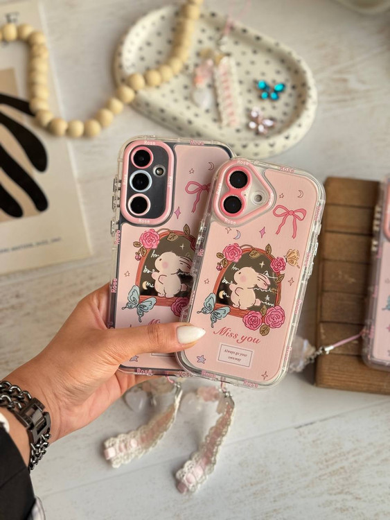 قاب آیفون صورتی فانتزی دخترانه