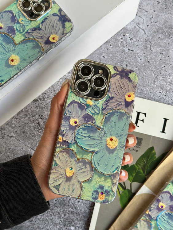 قاب طرح گل با محافظ لنز