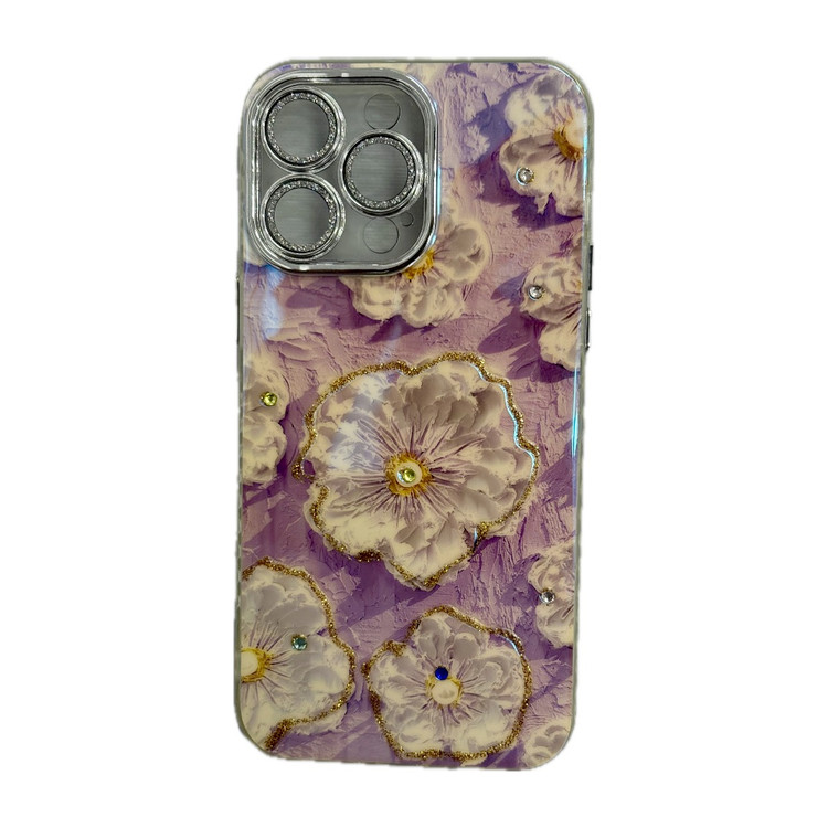 قاب فانتزی آیفون ابرنگی نگین رنگی با محافظ لنز اکلیلی شاین