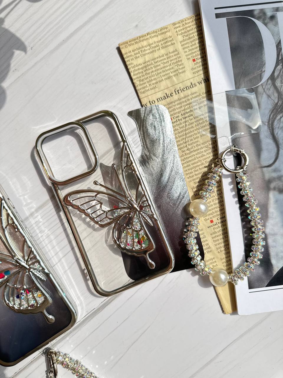 قاب پروانه آکواریومی همراه طلق  براش شاین با آویز