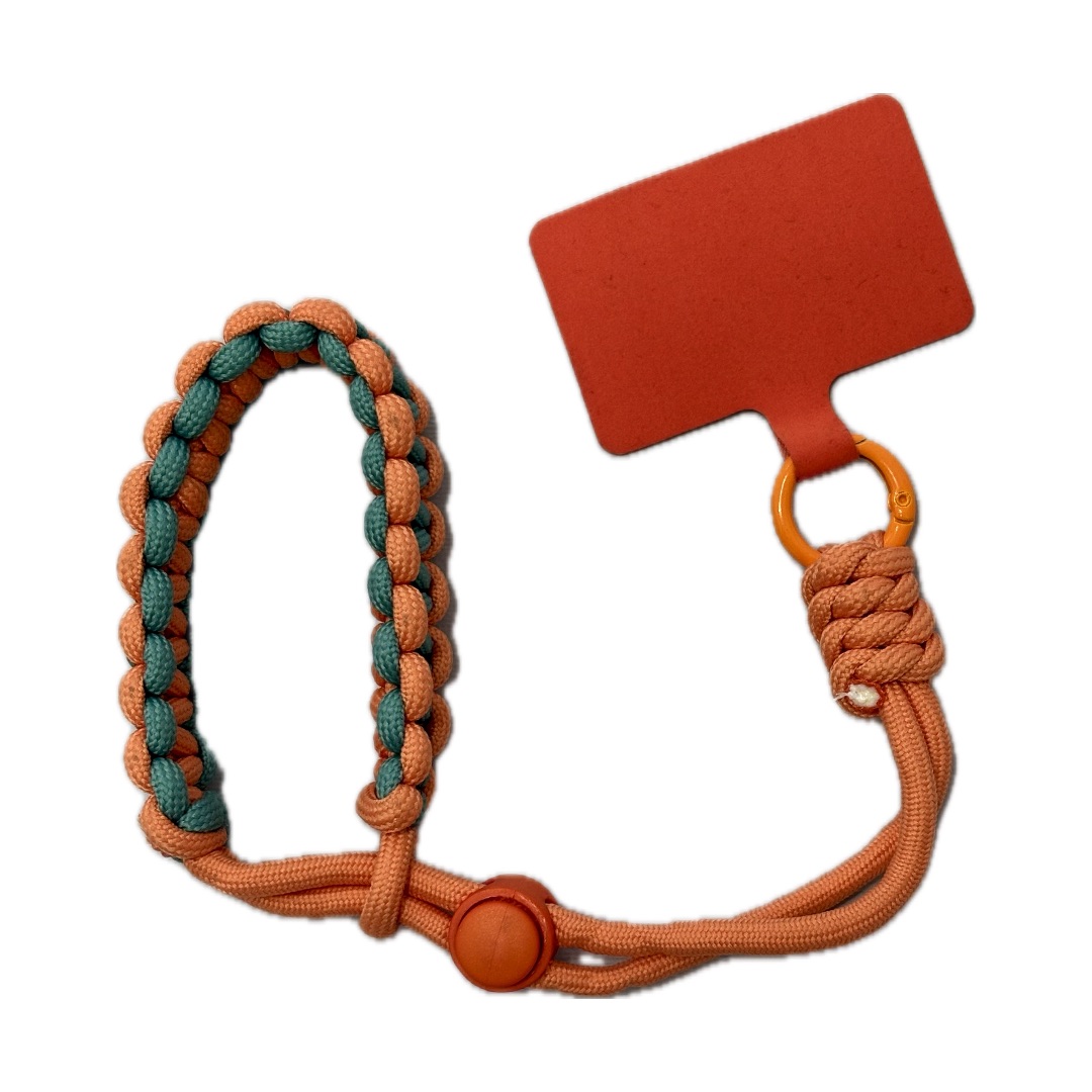 بند آویز موبایل طرح بافت نارنجی \\سبزآبی