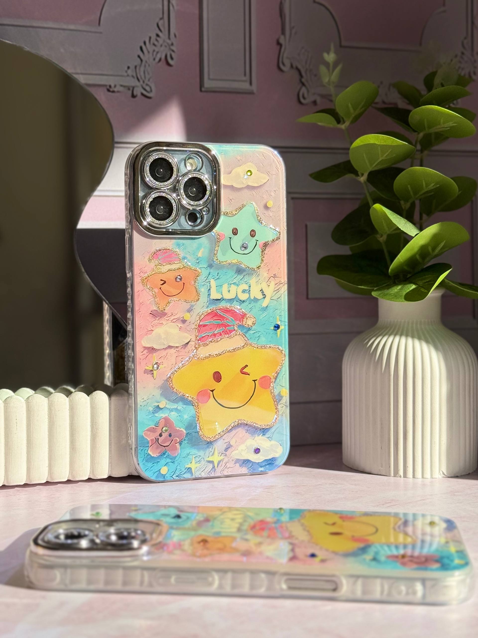 قاب آیفون ستاره محافظ لنز دار