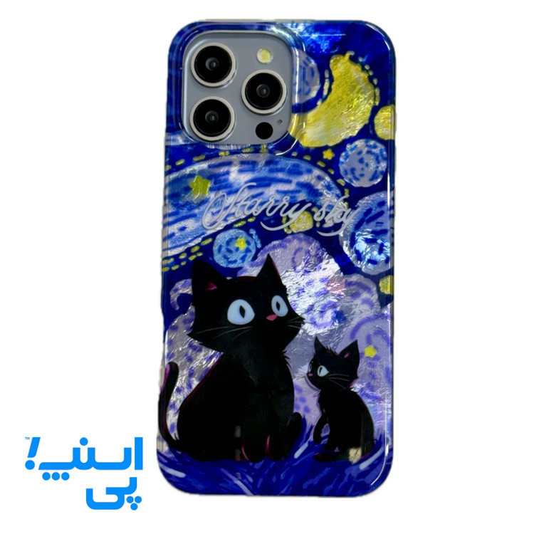 تابلو شب پرستاره ونگوک و گربه