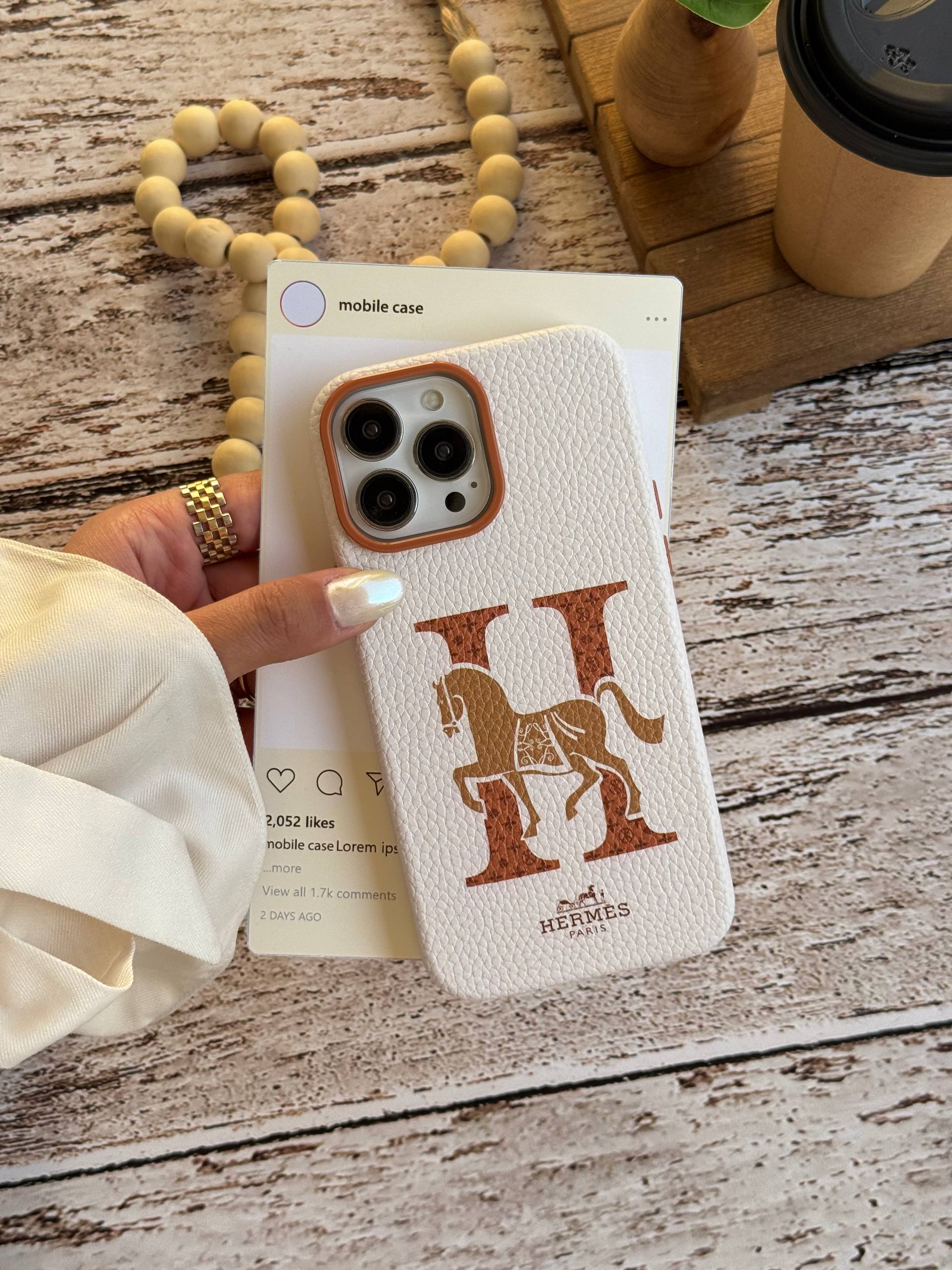 قاب لاکچری آیفون چرم هرمس