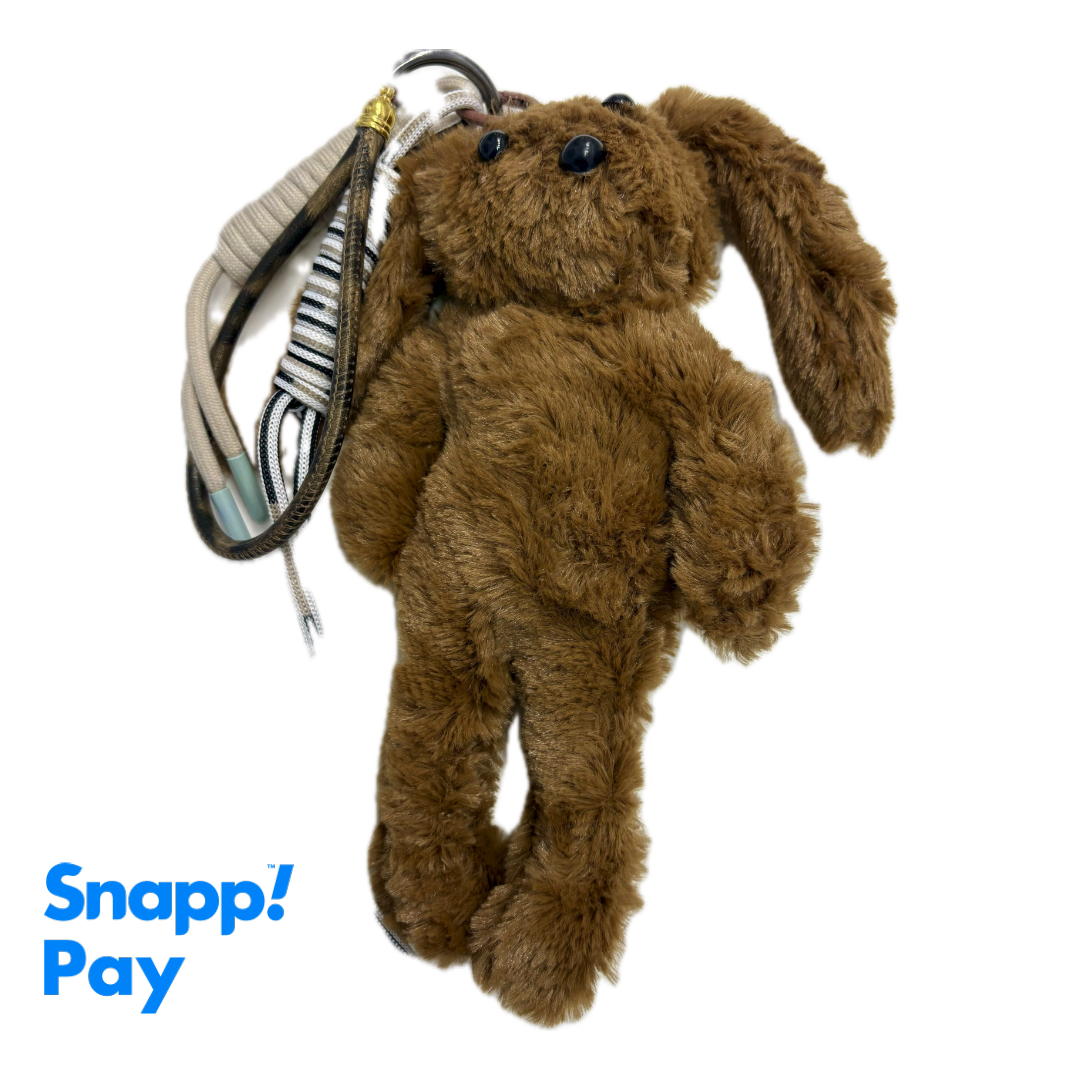 آویز کیف ۵ تیکه خرگوش قهوه ای عروسکی پشمالو