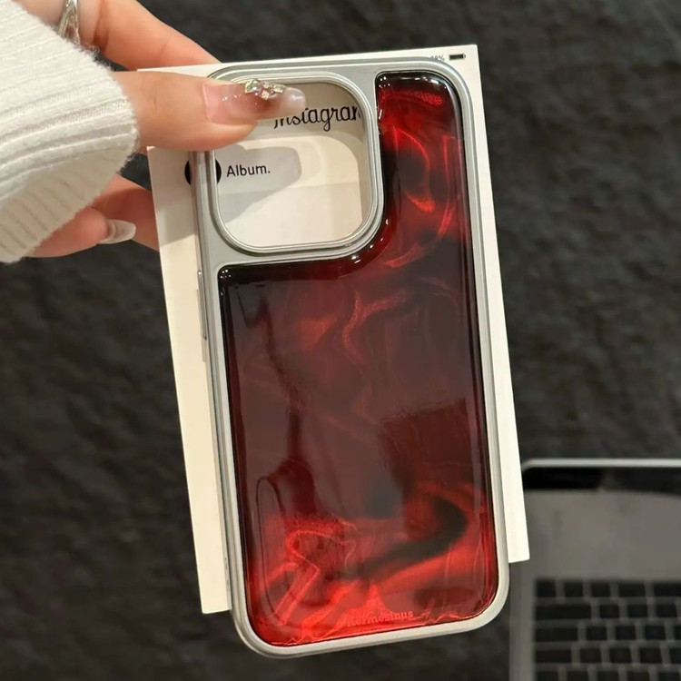 قاب آیفون ۱۲ پرو مکس طرح رد واین لبه کروم نقره ای