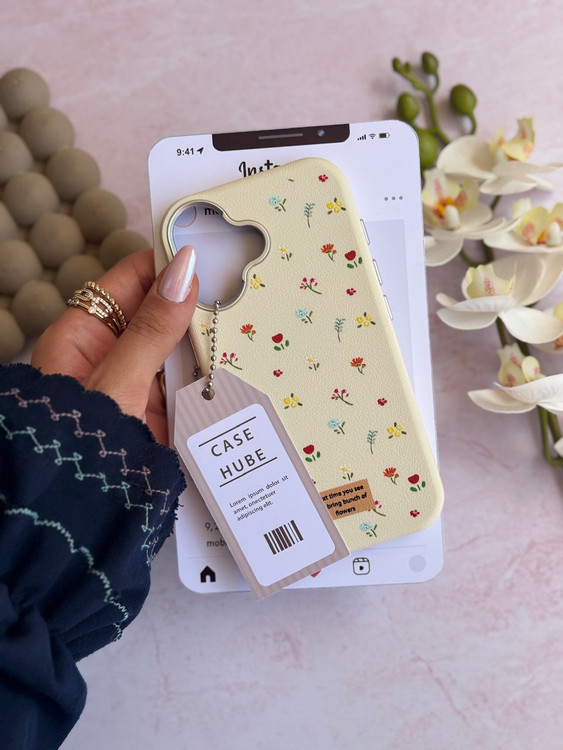 خرید قاب آیفون طرح گل ریز چرمی با ضمانت سلامت فیزیکی کاورسین