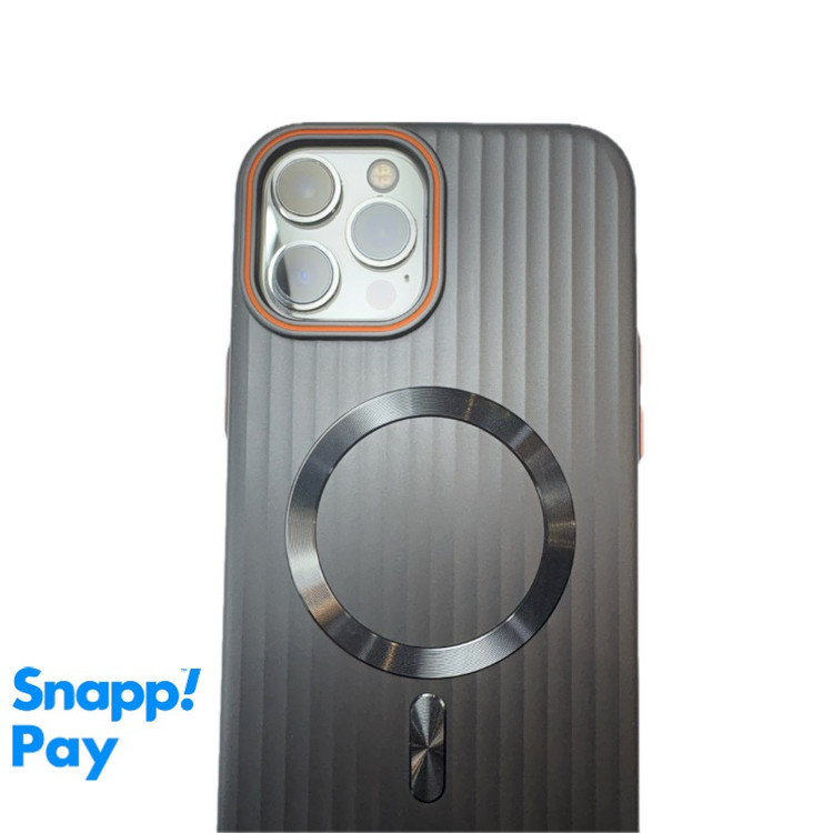 قاب گوشی آیفون مدل Orange Line کرکره ای مگسیف دار مشکی