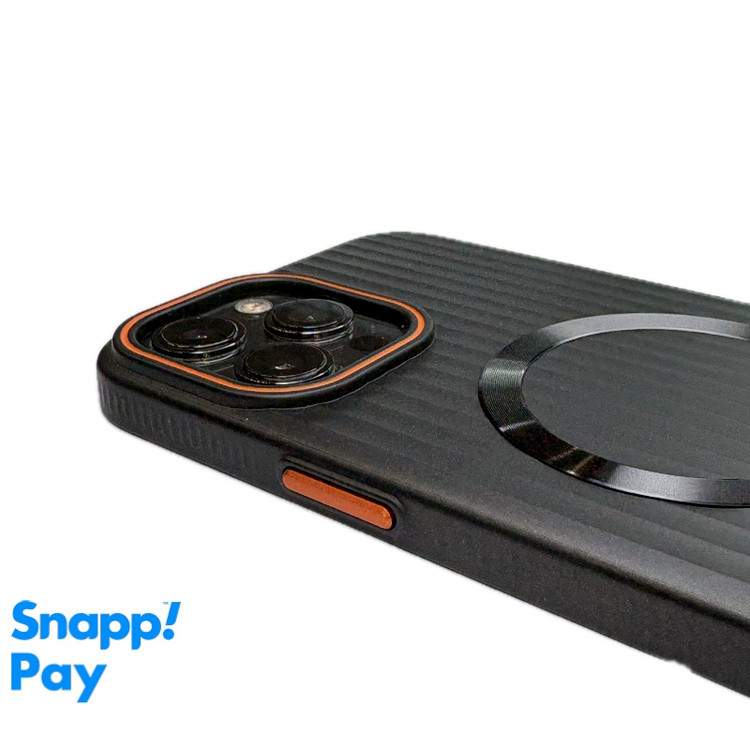 کاور آیفون Orange Line کرکره ای مشکی مگسیف دار ضد ضربه