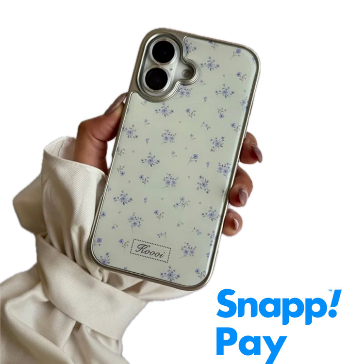 قاب آیفون گل یاسمن بنفش با لبه کروم