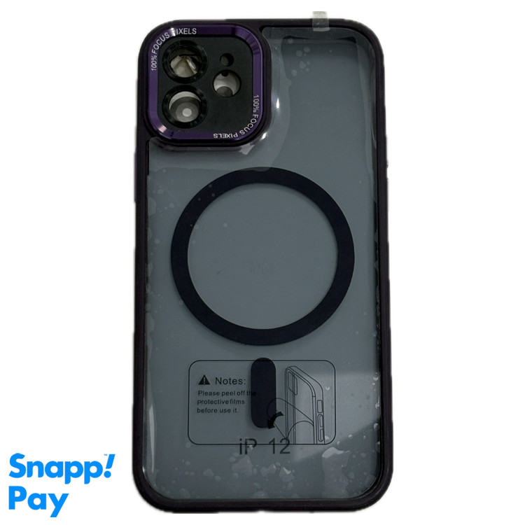 قاب آیفون Fucus Pixels رنگ بنفش با مگسیف و محافظ لنز